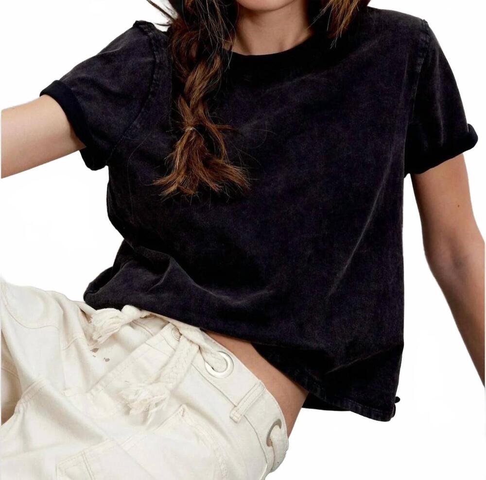 NEW FREE PEOPLE everyday short sleeve tee in black